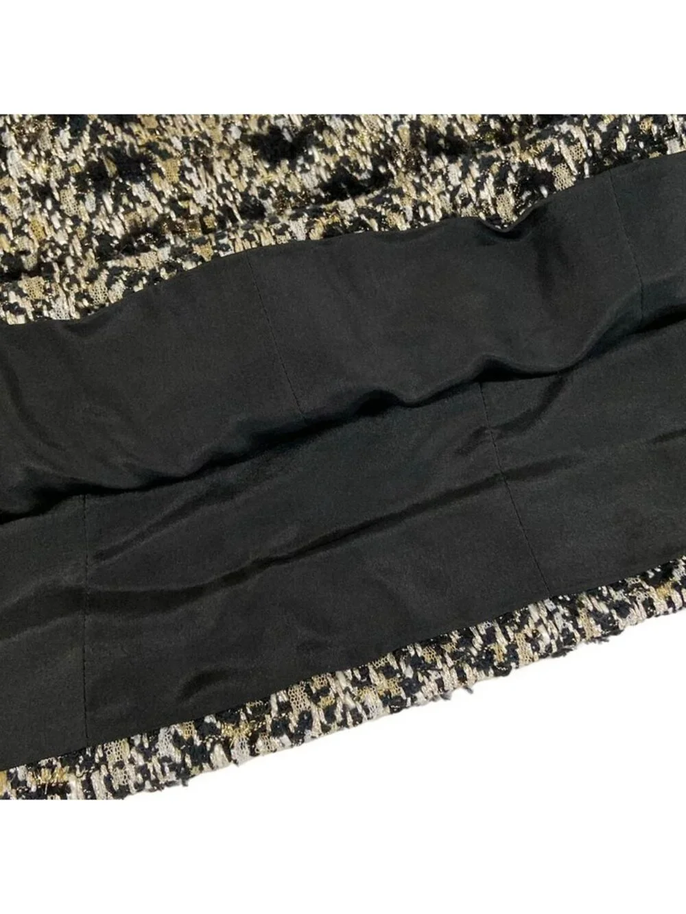 Chanel Skirt Suit S Black Gold Ivory Tweed Gripoix Cotton